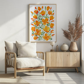 Watercolor California poppies Poster