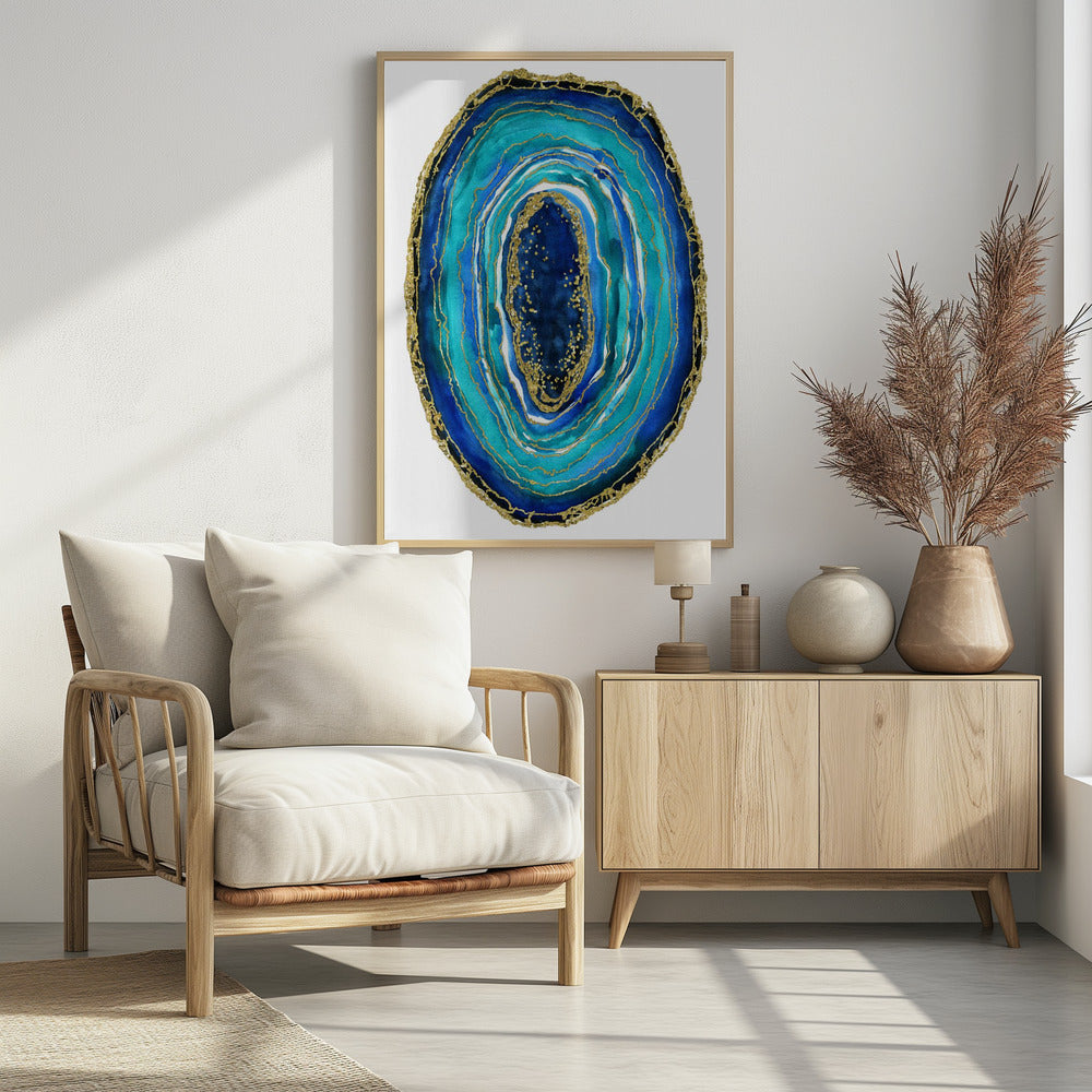 Turquoise and blue geode Poster