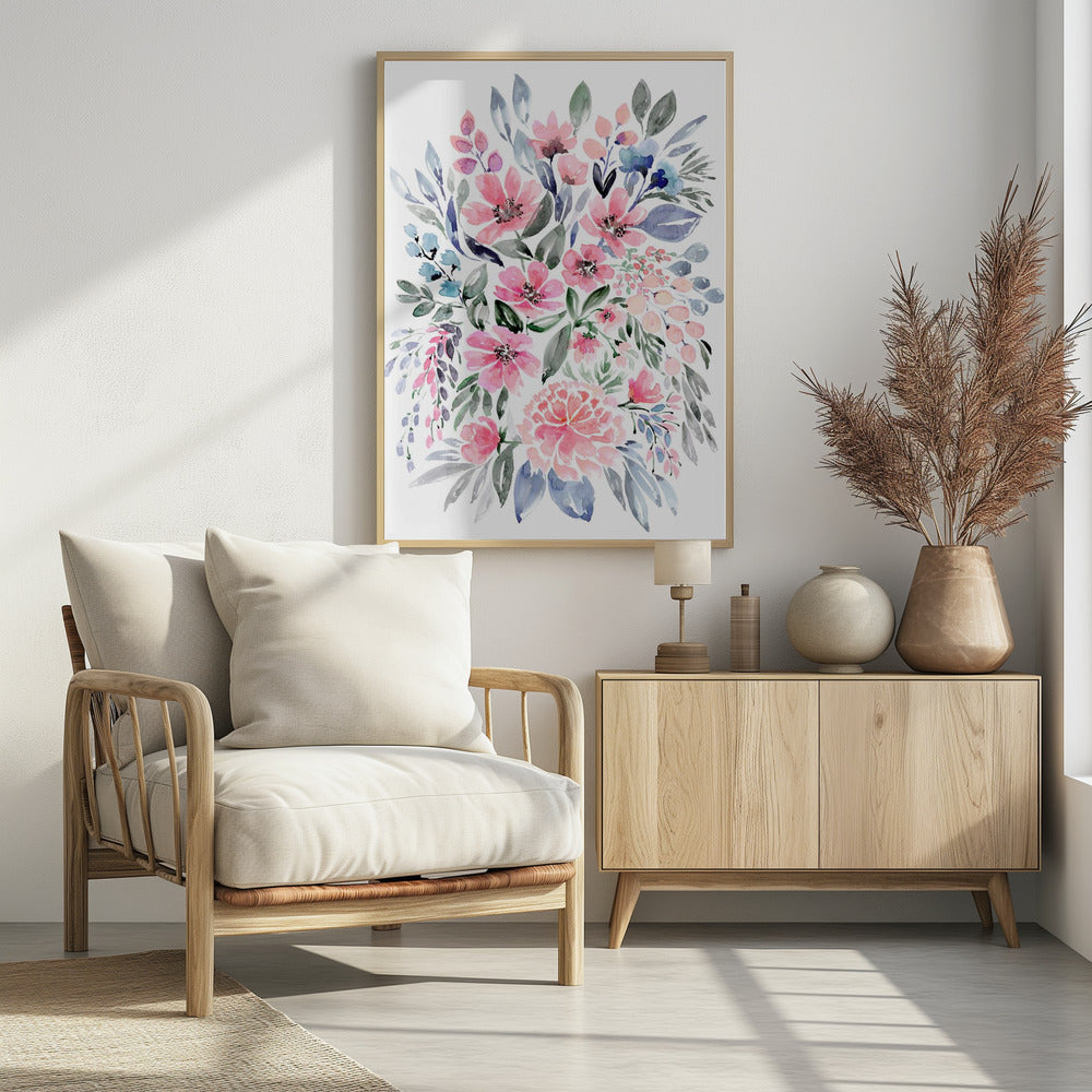 Clara watercolor bouquet Poster