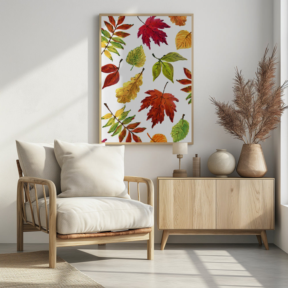 Painterly fall leaves Poster