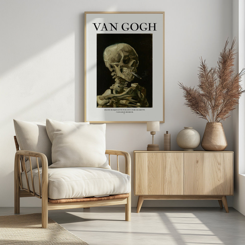 Head of a skeleton with a burning cigarette Poster