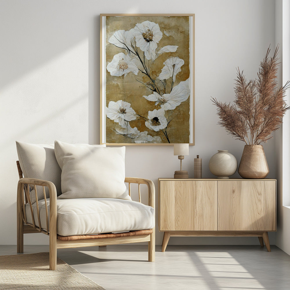 White Dry Flowers Poster