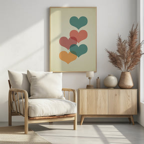 Mid century hearts I Poster