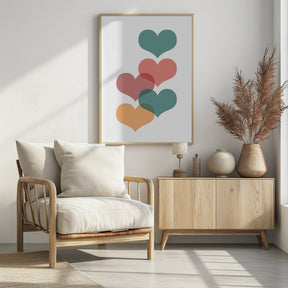 Mid century hearts Poster