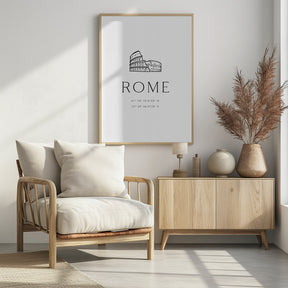 Rome coordinates with Colosseum sketch Poster