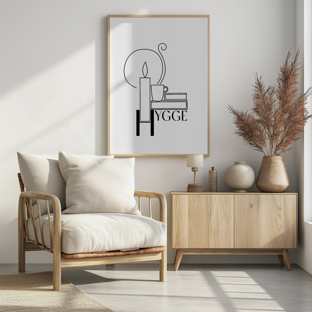 Hygge line art illustration Poster