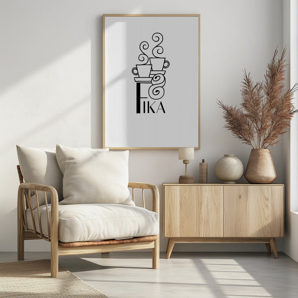 Fika line art illustration Poster