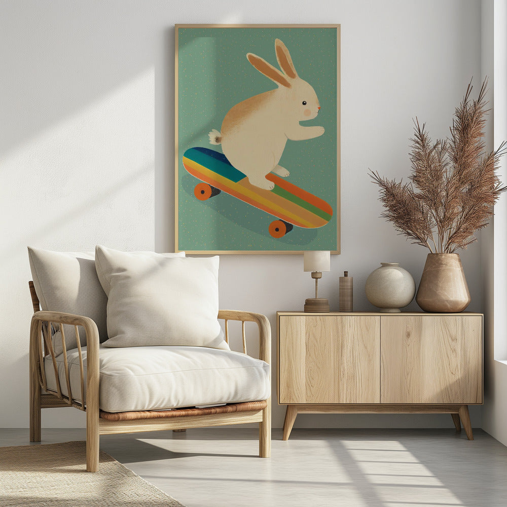 Bunny On Skateboard Poster