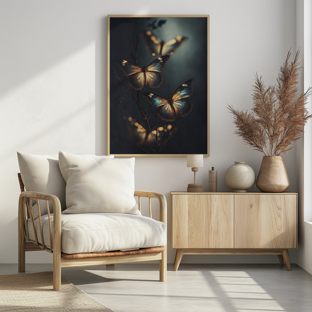 Glowing Butterflies Poster