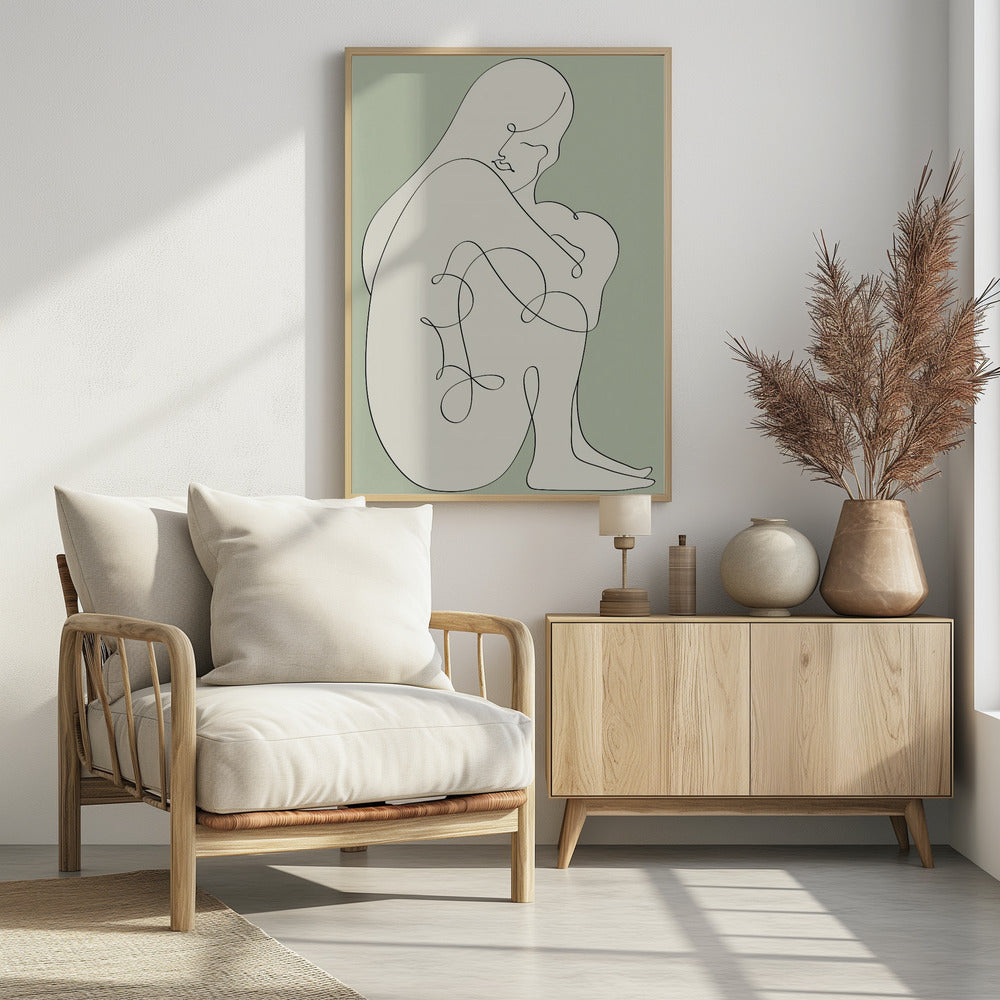 Sitting Woman Green Poster