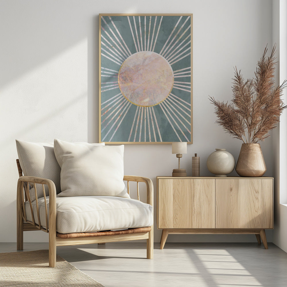 Deep Green Sun Rays Poster