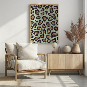 Gold leopard print green Poster