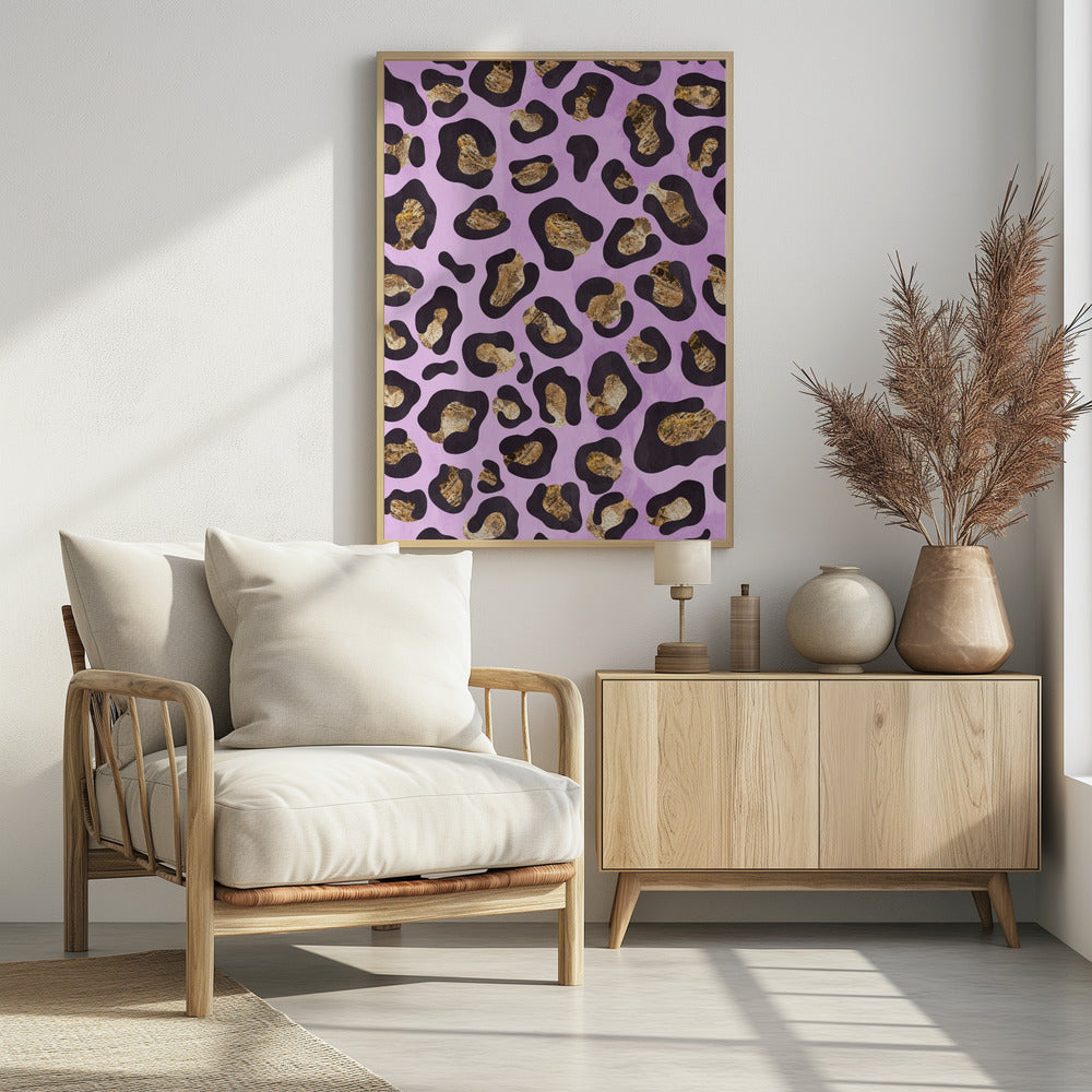 Gold leopard print pink Poster