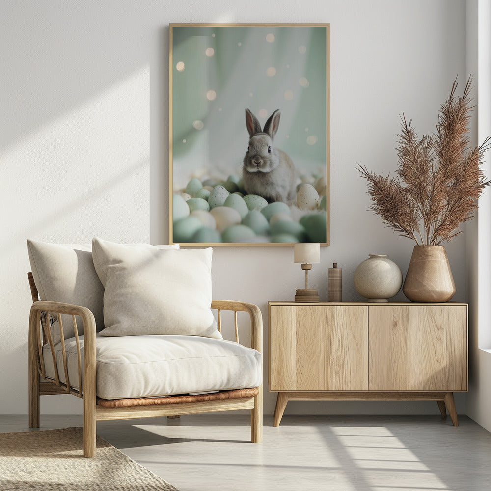 Bunny and Pastel Eggs Poster