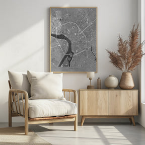 Gray vintage map of Toulouse downtown France Poster