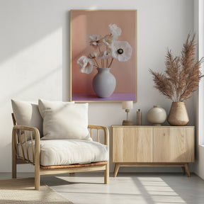 White Poppy In White Vase Poster