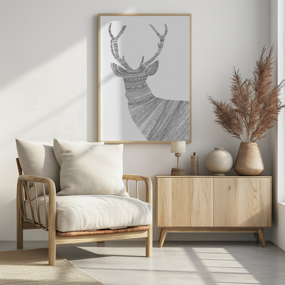 Stag White Poster