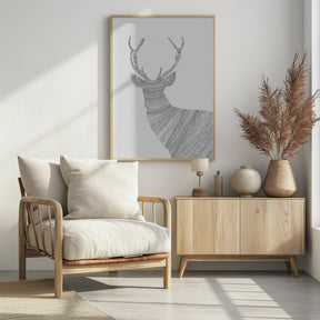 Stag Grey Poster