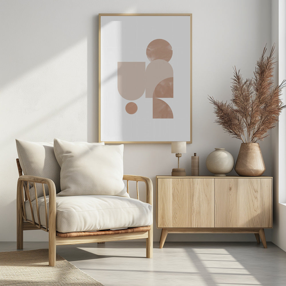 Beige Geometric Art Poster