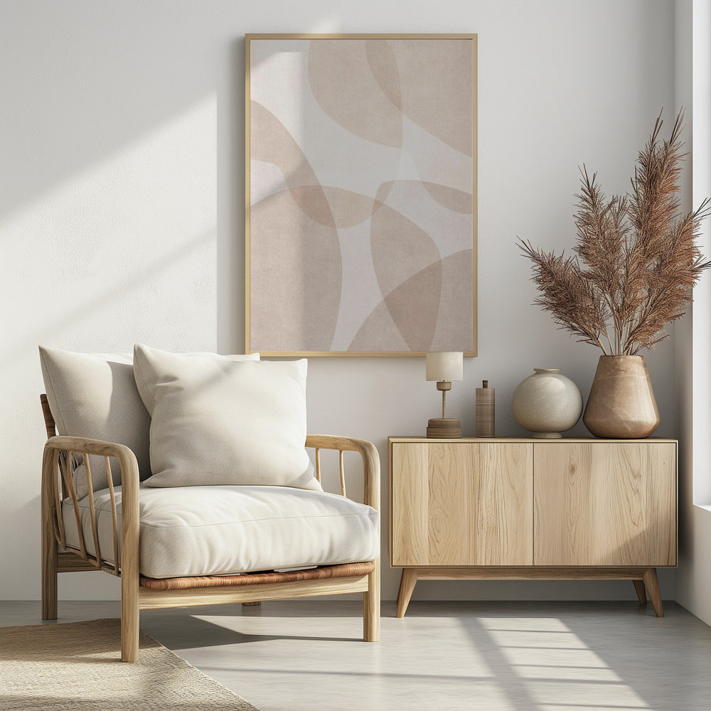 Abstract Beige Geometric Art Poster