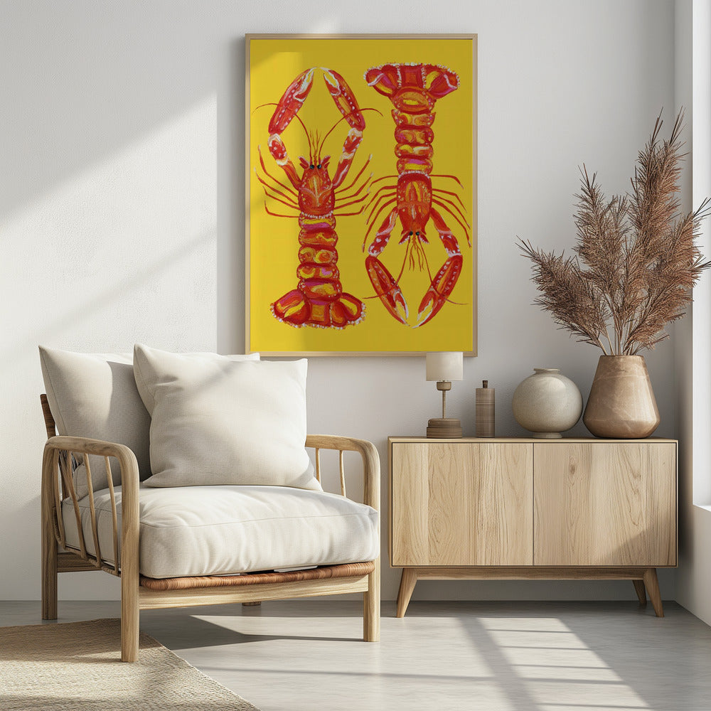 Langoustines On Yellow Poster