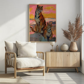 Tigers At Sunset Poster