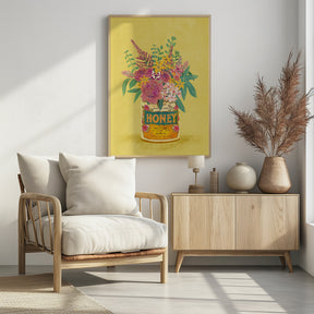 Flowers In a vintage Honey Can Poster