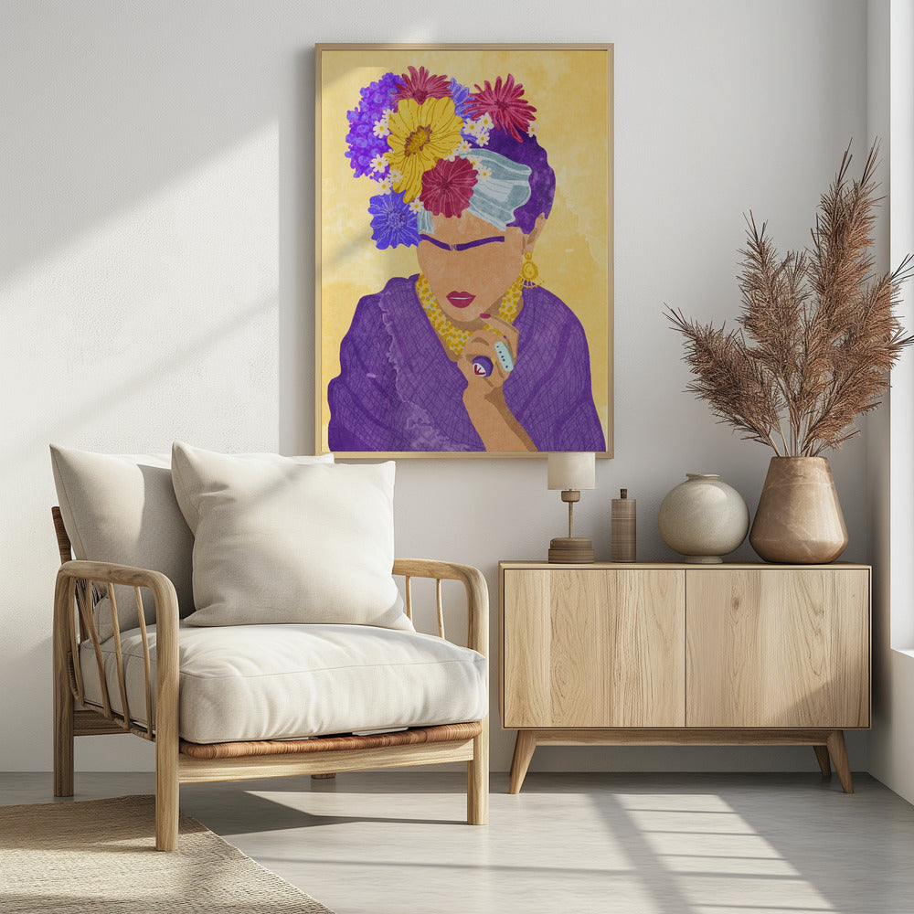 Frida and flowers Poster