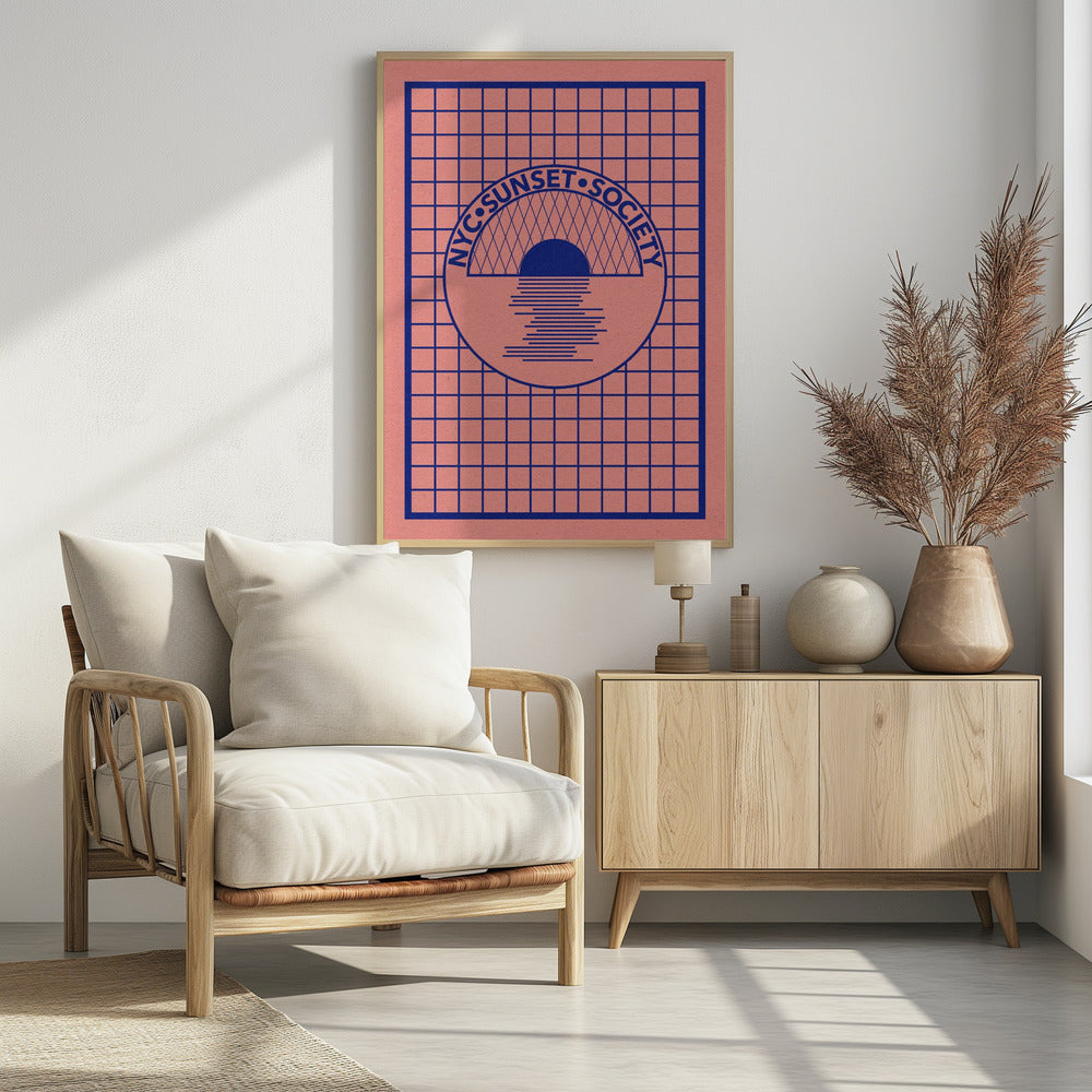 Nyc Sunset Society Blue Poster