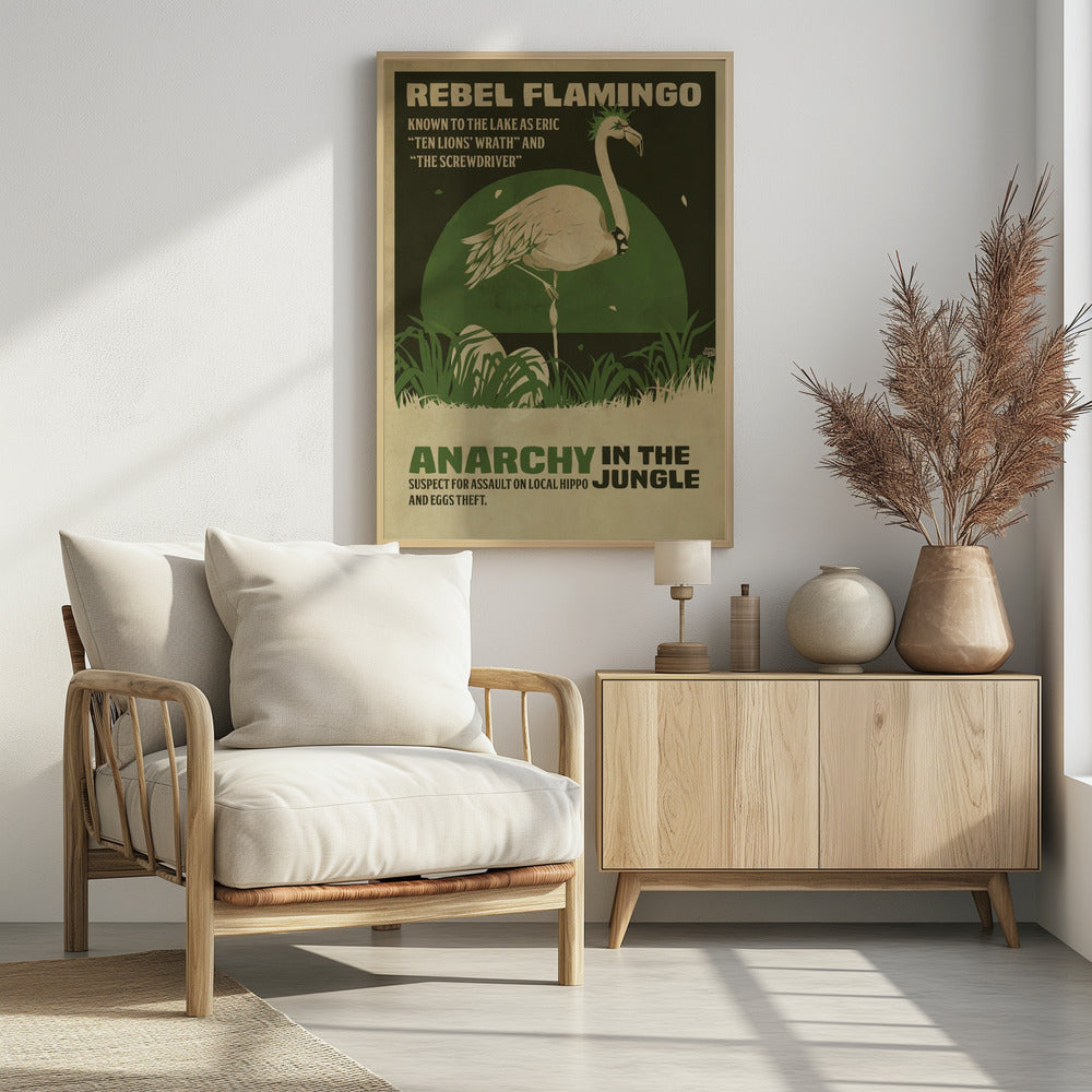 Flamingo rebel print Poster