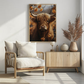 Bull And Flowers Poster