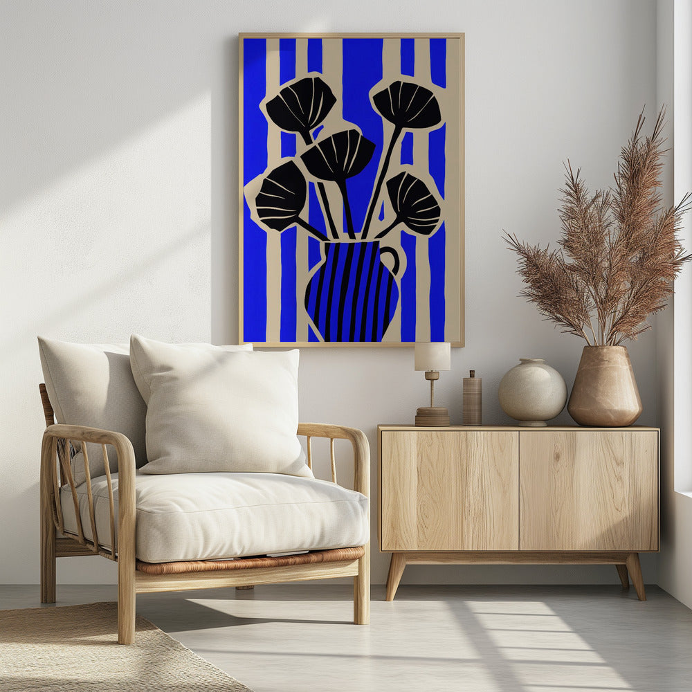 Striped Still Life Blue Poster