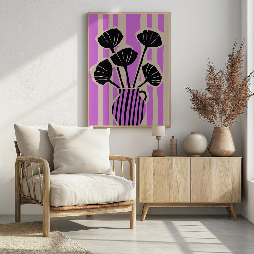 Stripes Still Life Purple Poster