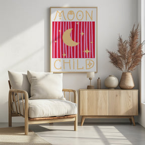 Pink and Red Moon Child Poster