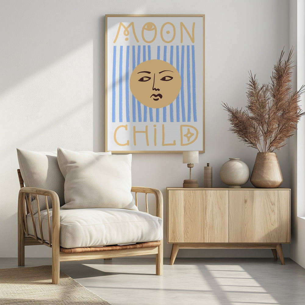 Striped Moon Child Poster