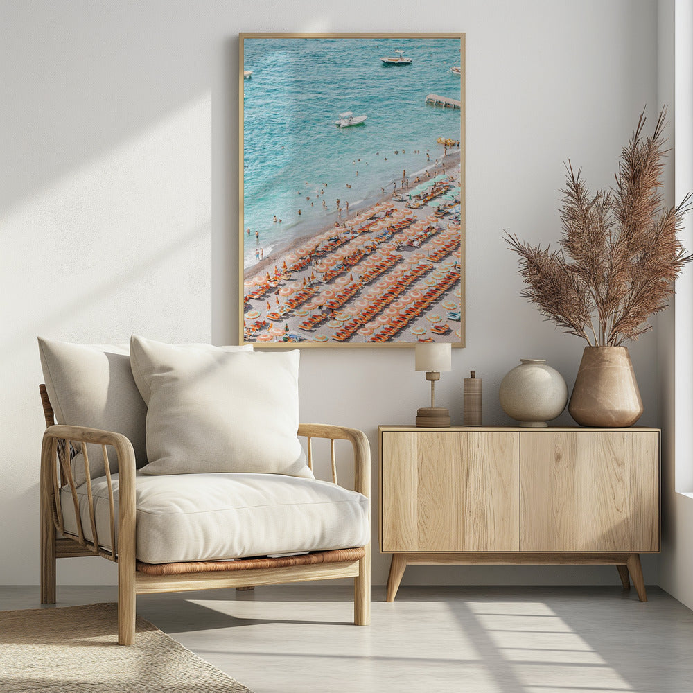 Positano Beach Scene Poster