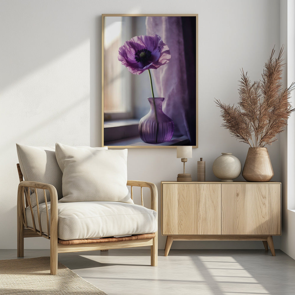 Purple Poppy In Vase Poster