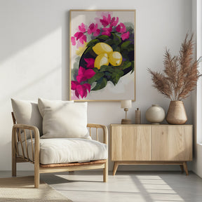 Bougainvillea and lemons Poster