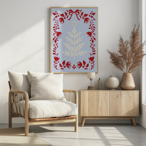 Christmas Tree Blue and Red Poster