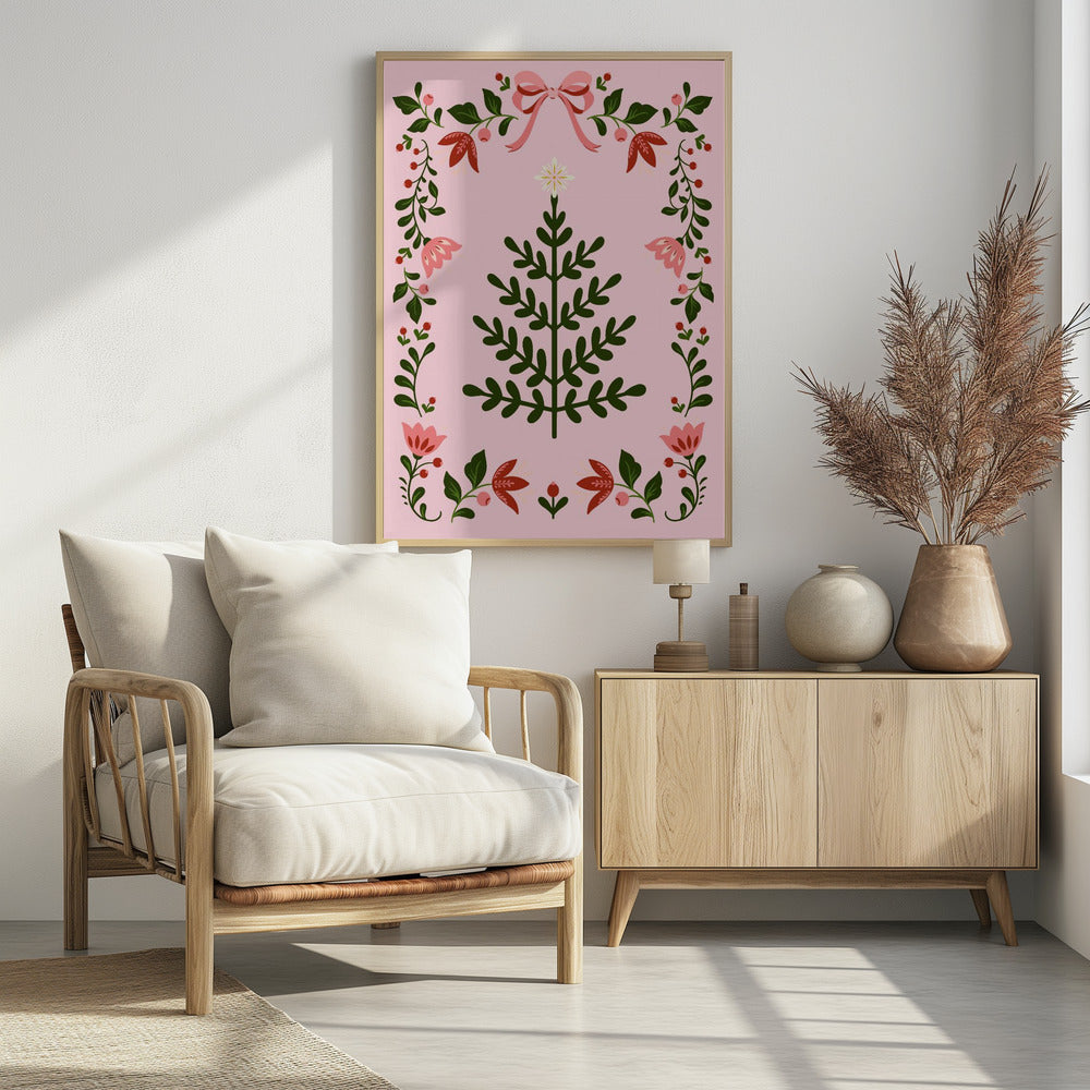 Pink Christmas Tree Poster