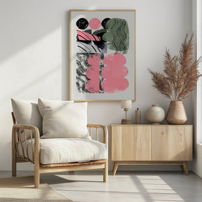 Abstract Shape Collage In Pink Poster