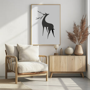 Stylized retro deer (grey) Poster