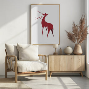 Stylized retro deer (red) Poster