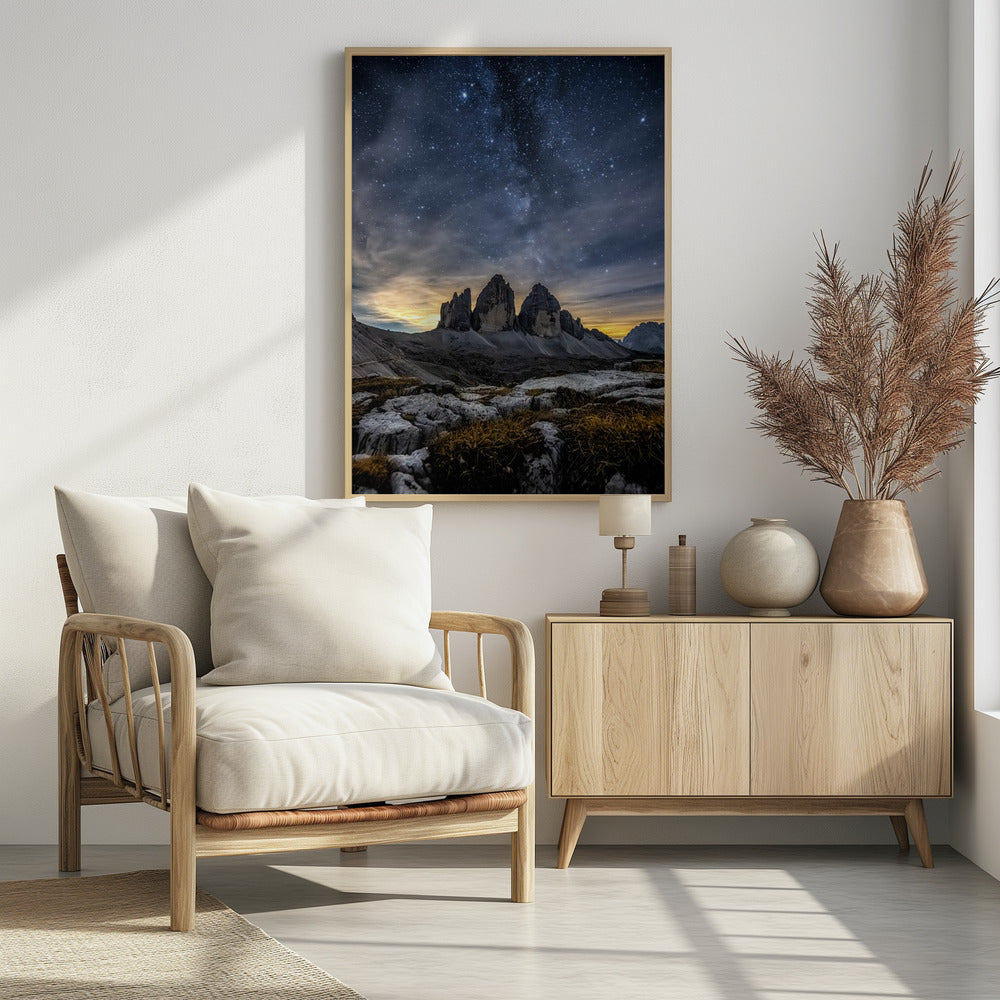 Dolomites at night Poster