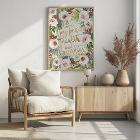 Holiday wishes with roses and berries Poster