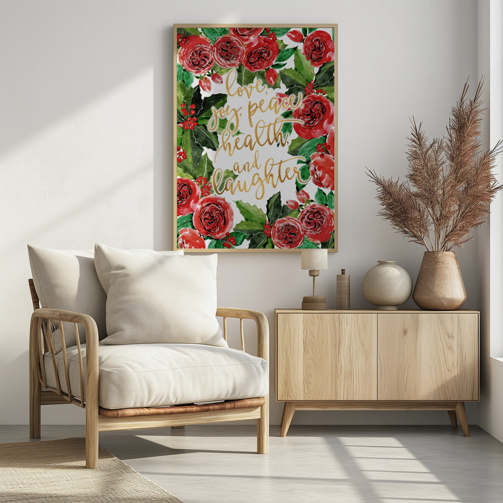 Best wishes holiday red roses Poster