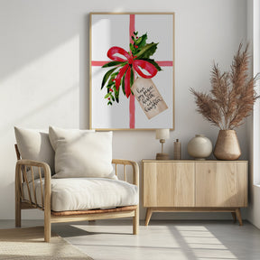 Watercolor gift with holiday wishes Poster