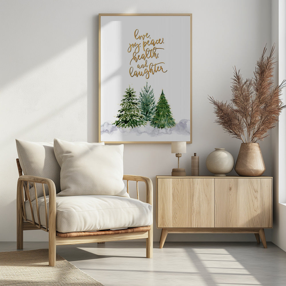 Christmas trees with holiday wishes Poster