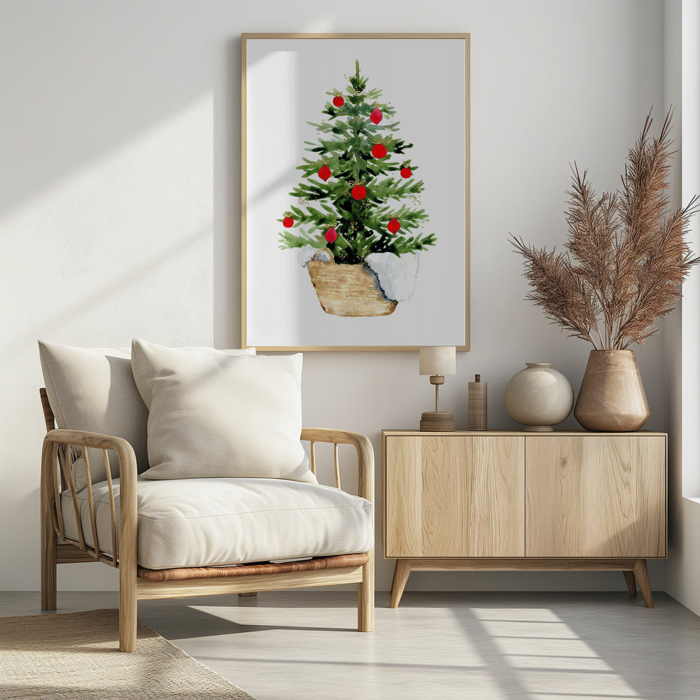 Cozy watercolor Christmas tree Poster