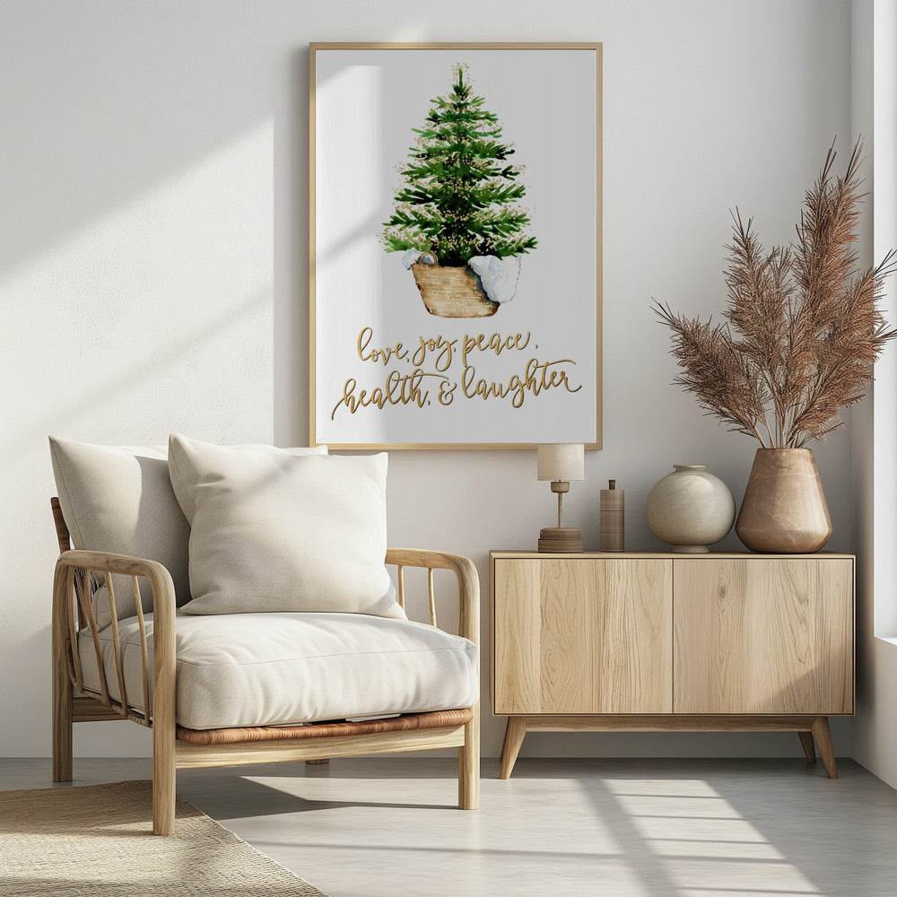 Cozy Christmas tree with holiday wishes Poster